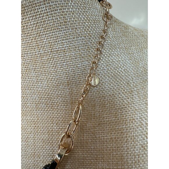 Chunky Gold-Tone & Black Chain Link Statement Necklace By Alfani Adjustable - Picture 3 of 10